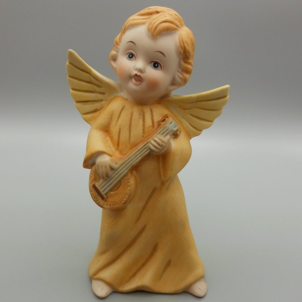 💕 VINTAGE Homco Angels Cherubs With Instruments - Picture 5 of 10